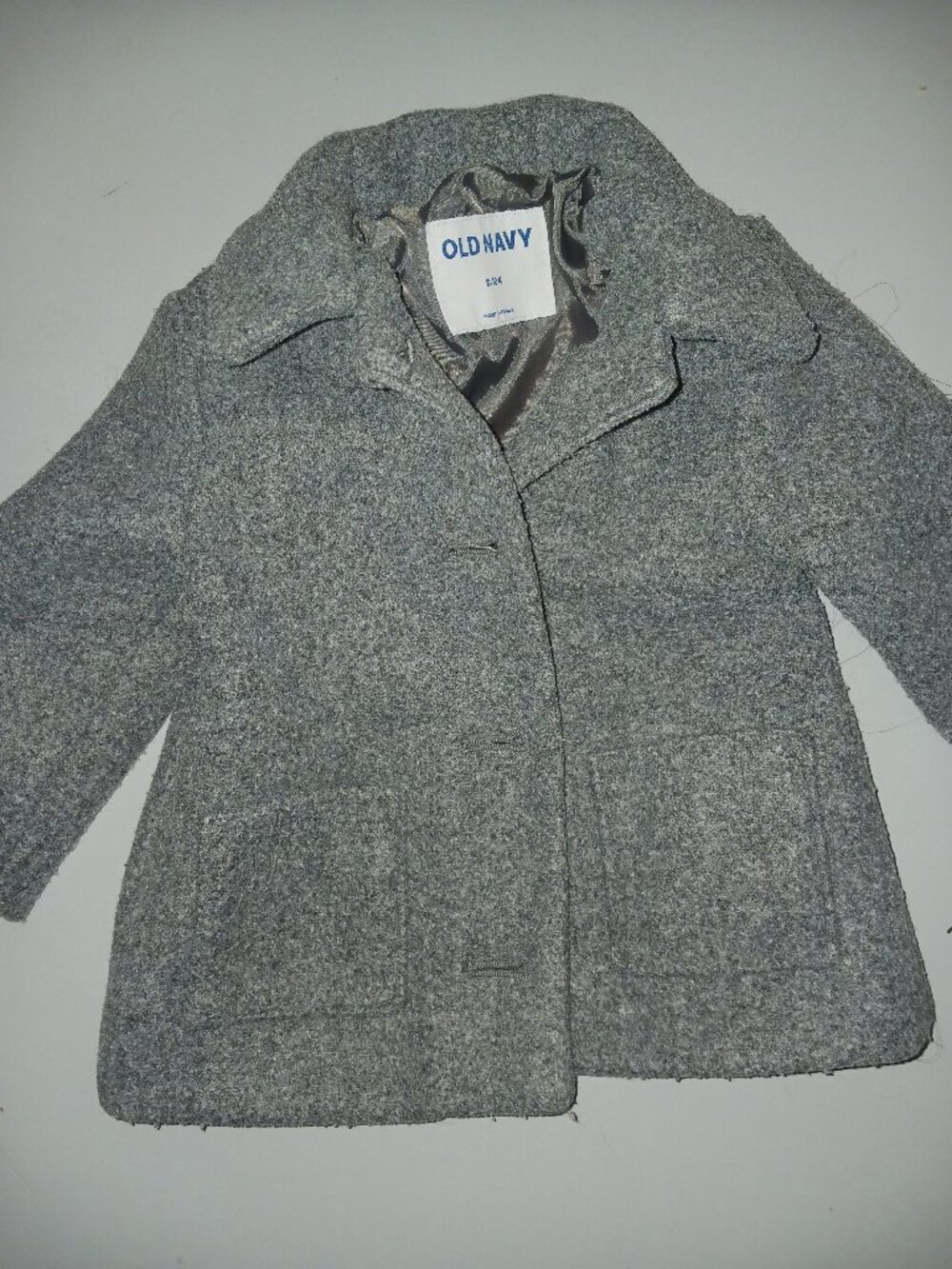 Old Navy Gray Wool Blend Peacoat Jacket 6-12 Months Toddler Classic Winter Coat